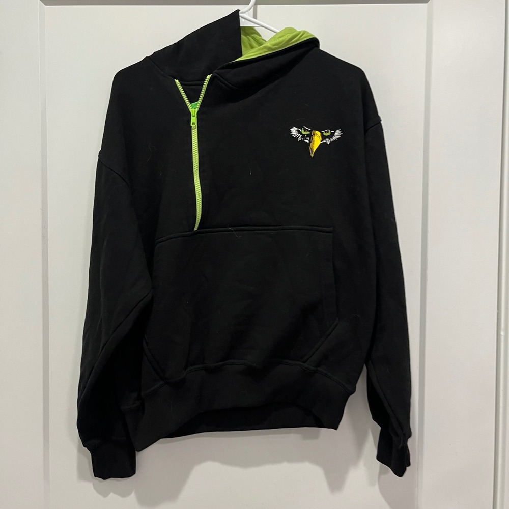 RAPTOR Cedar Fair Entertainment Company Black Eagle Quarter Zip Hoodie Mens S